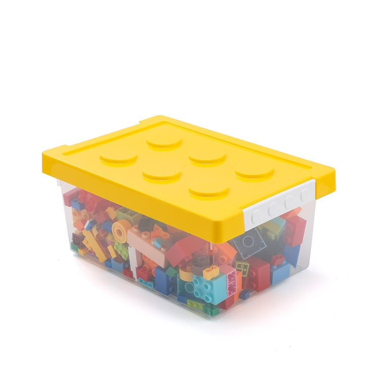Children Building Blocks Toy Storage Box Transparent Storage Box With Lid, Yellow, Red, Green, Blue