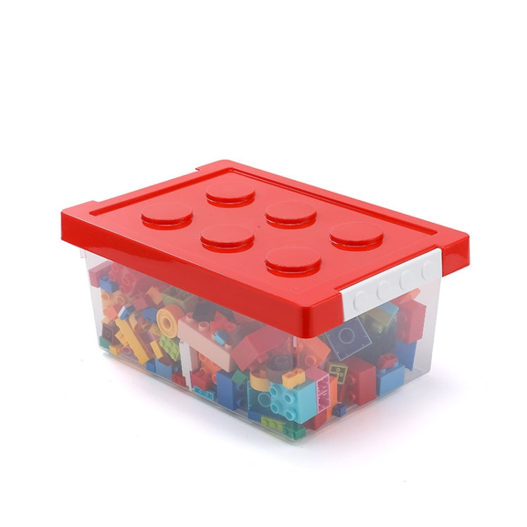 Children Building Blocks Toy Storage Box Transparent Storage Box With Lid, Yellow, Red, Green, Blue