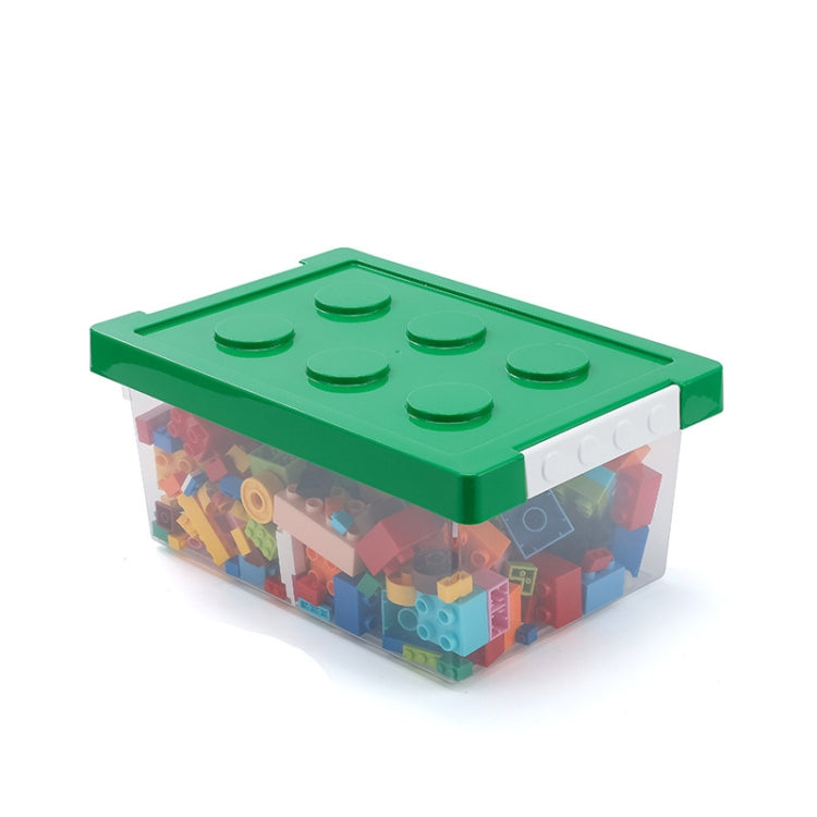 Children Building Blocks Toy Storage Box Transparent Storage Box With Lid, Yellow, Red, Green, Blue