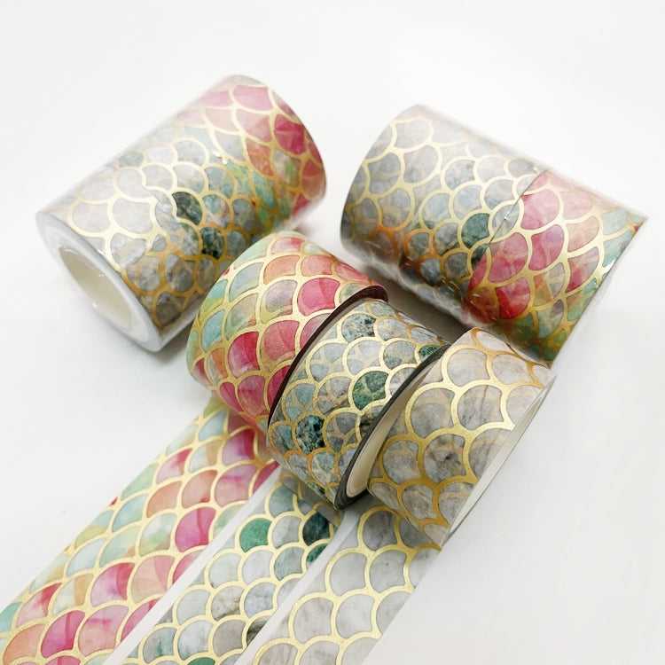 3 Rolls / Set 8958 5m Paper Bronzing Wallet Tape Set, Marble, Water Ripple, Gilt Pattern, Three-color Plaid, Star Sea, Cloud Pattern, Broken Leaves Pattern, Treasure Phase Pattern