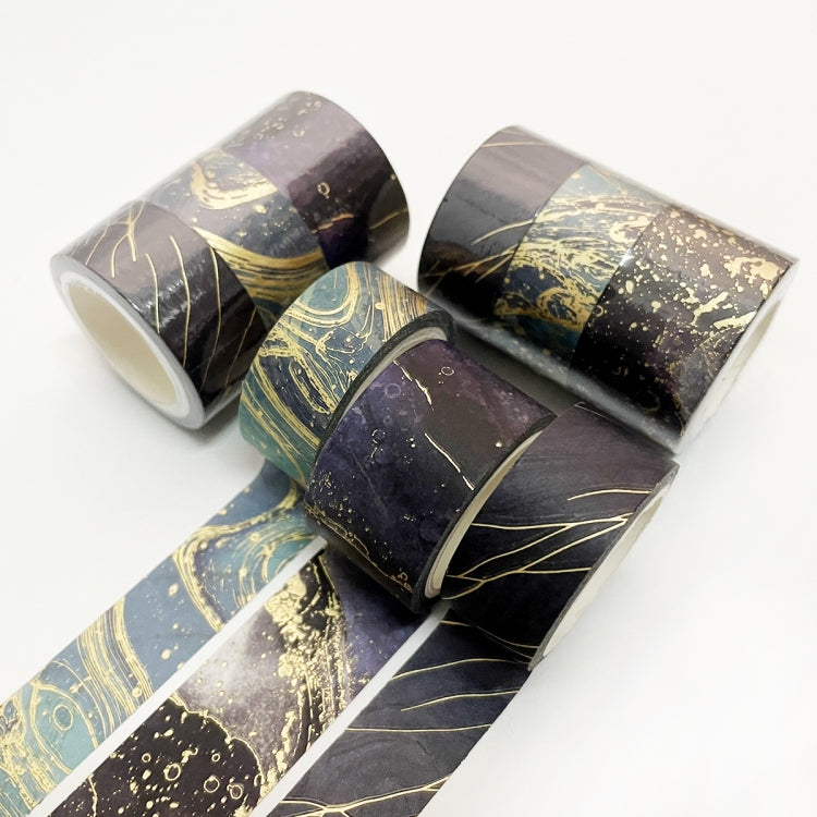 3 Rolls / Set 8958 5m Paper Bronzing Wallet Tape Set, Marble, Water Ripple, Gilt Pattern, Three-color Plaid, Star Sea, Cloud Pattern, Broken Leaves Pattern, Treasure Phase Pattern