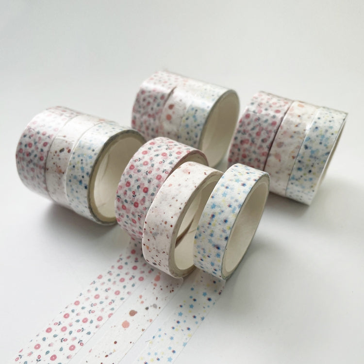3 Sets/9 Rolls 4585 3m Paper Bronzing Hand Account Tape Set, Rainbow Geometry, Emerald Green, Flower Leaves, Blues, Golden, Magic, Graffiti, Small Latches, Small Bits, Starry Sky