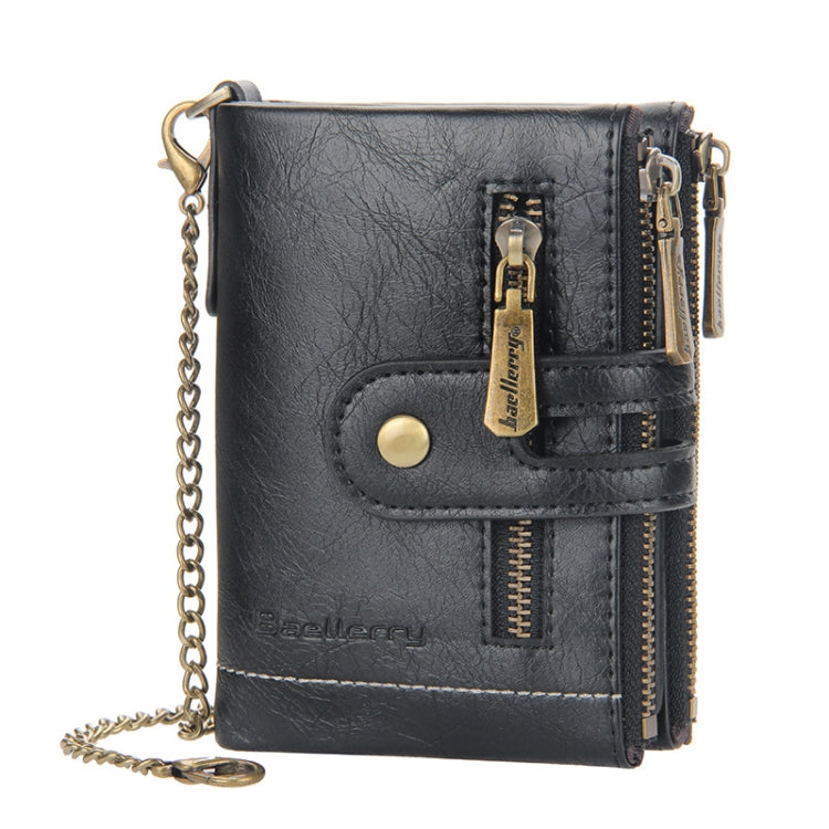 Baellerry Short Wallet Double Zipper Tri-Fold Wallet For Men, Baellerry Khaki, Baellerry Black, Baellerry Brown