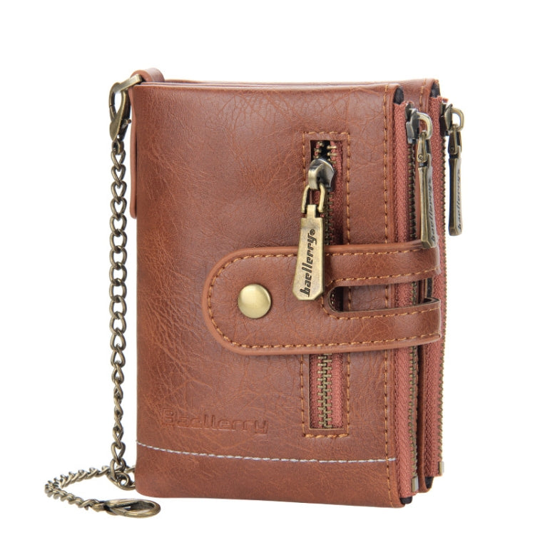 Baellerry Short Wallet Double Zipper Tri-Fold Wallet For Men, Baellerry Khaki, Baellerry Black, Baellerry Brown