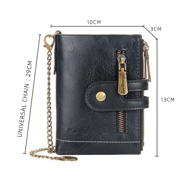 Baellerry Short Wallet Double Zipper Tri-Fold Wallet For Men, Baellerry Khaki, Baellerry Black, Baellerry Brown