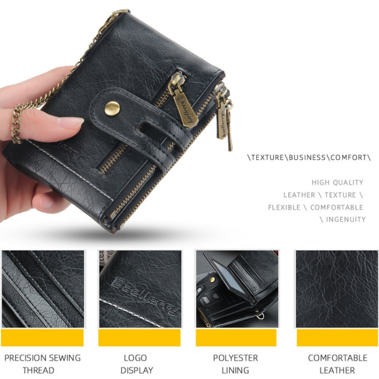 Baellerry Short Wallet Double Zipper Tri-Fold Wallet For Men, Baellerry Khaki, Baellerry Black, Baellerry Brown