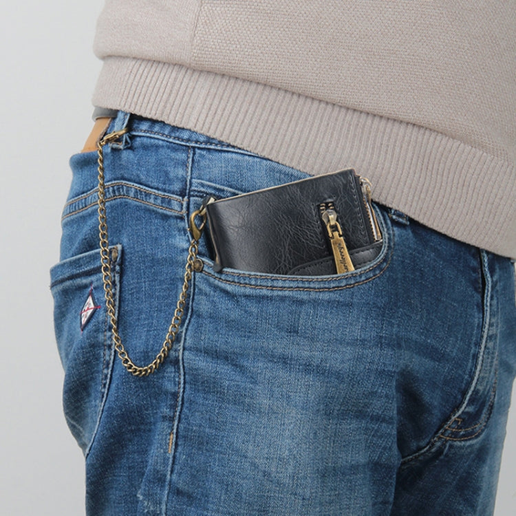 Baellerry Short Wallet Double Zipper Tri-Fold Wallet For Men, Baellerry Khaki, Baellerry Black, Baellerry Brown