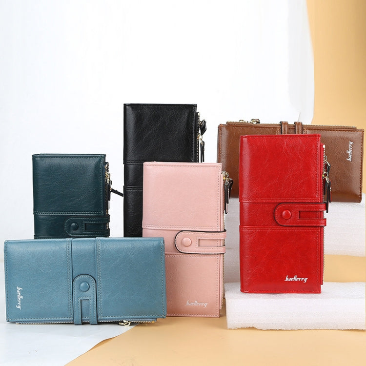 Baellerry Ladies Long Large Capacity Buckle Zip Clutch Multi-Card Wallet, Baellerry Red, Baellerry Black, Baellerry Brown, Baellerry Dark Green, Baellerry let(Pink, Baellerry Sky Blue
