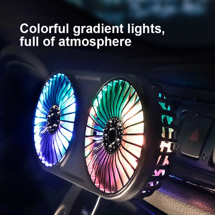 F211 Car Double Head With Led Electric Fan Car Air Outlet Instrument Panel USB Mini Fan, Black, Pink, Green