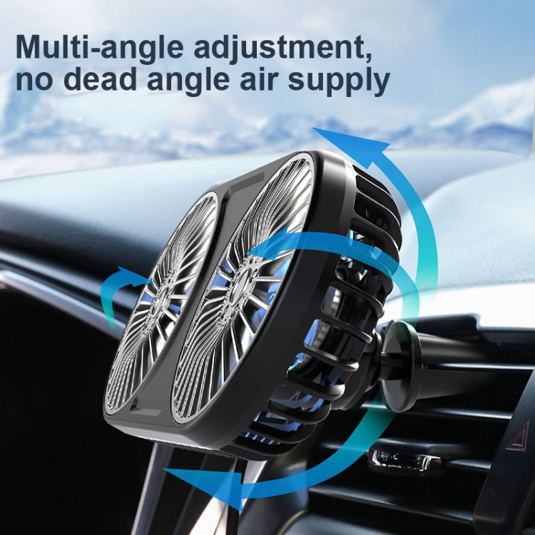F211 Car Double Head With Led Electric Fan Car Air Outlet Instrument Panel USB Mini Fan, Black, Pink, Green