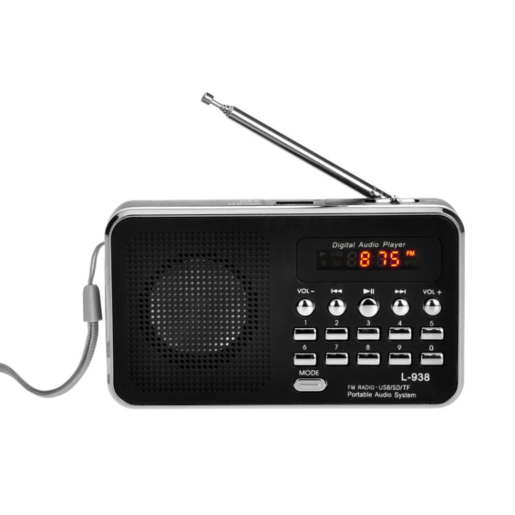 L-938 MP3 Audio Player FM Radio Support SD MMC Card AUX-IN Earphone-out