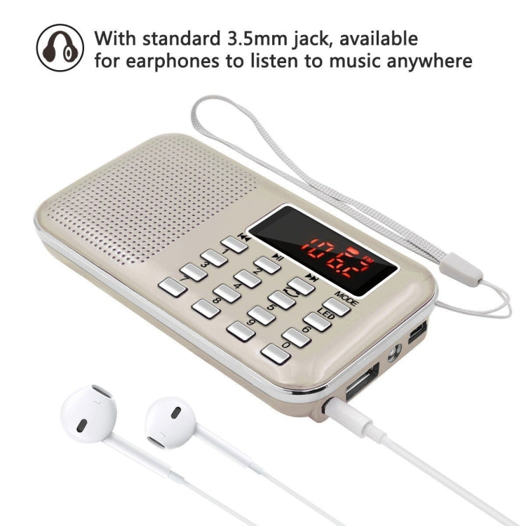 L-218AM MP3 Radio Speaker Player Support TF Card USB with LED Flashlight Function