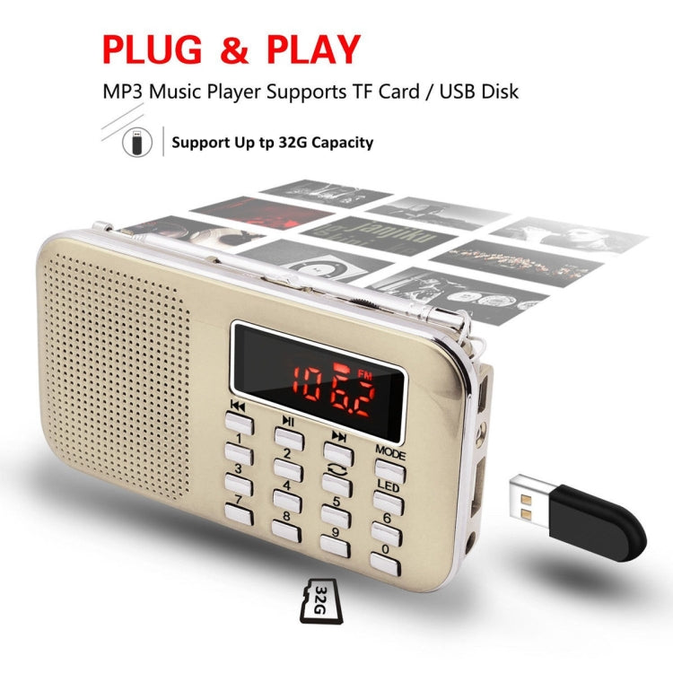 L-218AM MP3 Radio Speaker Player Support TF Card USB with LED Flashlight Function