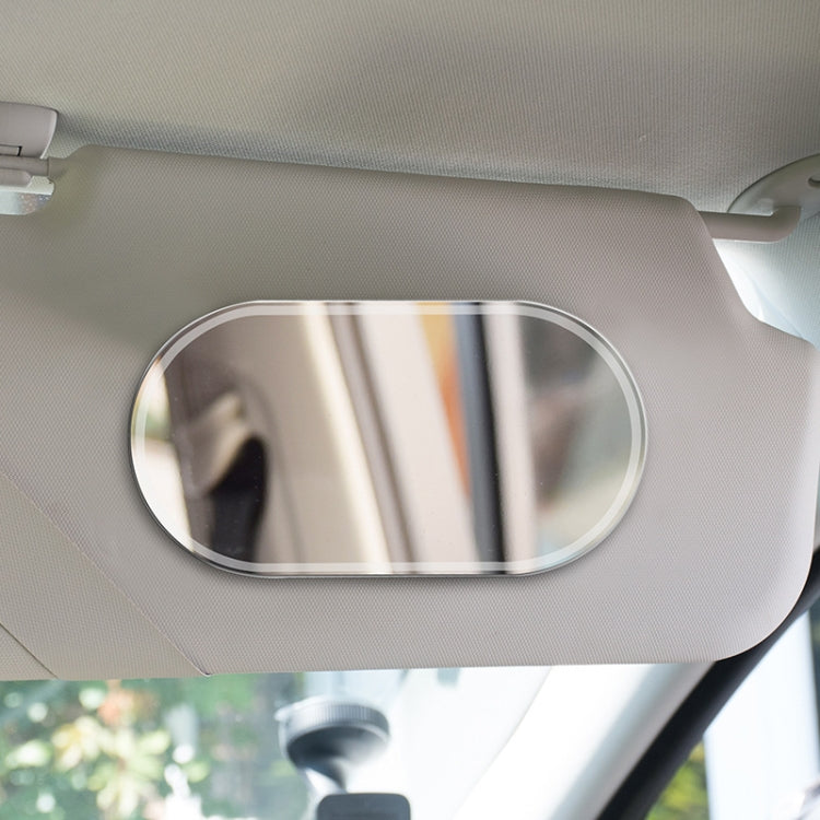 Sun Visor High-Definition Mirror Stainless Steel Makeup Mirror, Oval Small, Oval Large