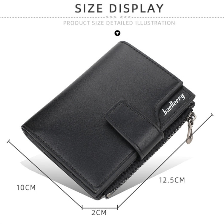 Baellerry N5013 Ladies Cropped Wallet Multi-Card Slot Zipper Buckle Coin Purse, Purple, Navy Blue, Black, Pink, Jujube Red, Gray Green, Grey, Brown, Dark Pink, Light Blue