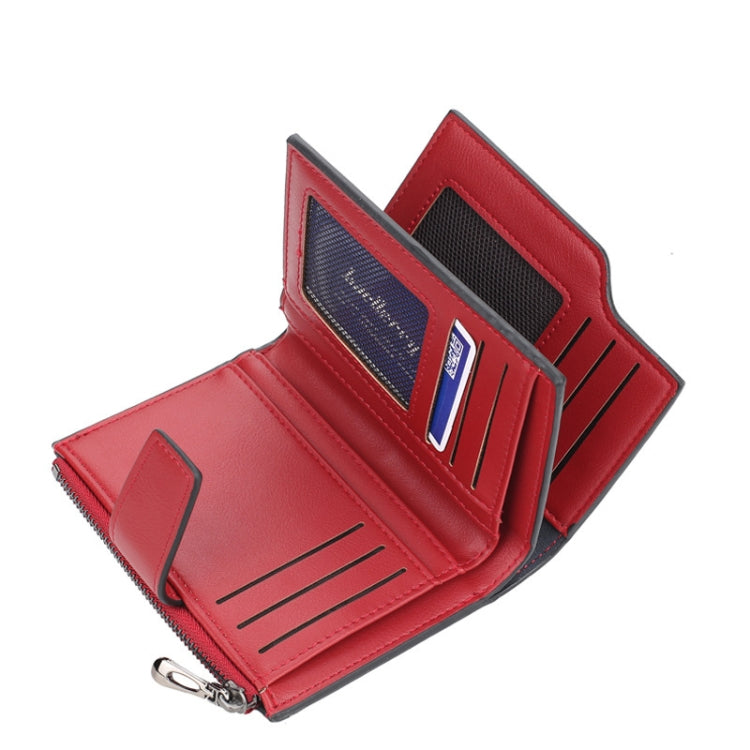 Baellerry N5013 Ladies Cropped Wallet Multi-Card Slot Zipper Buckle Coin Purse, Purple, Navy Blue, Black, Pink, Jujube Red, Gray Green, Grey, Brown, Dark Pink, Light Blue