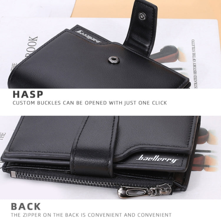 Baellerry N5013 Ladies Cropped Wallet Multi-Card Slot Zipper Buckle Coin Purse, Purple, Navy Blue, Black, Pink, Jujube Red, Gray Green, Grey, Brown, Dark Pink, Light Blue