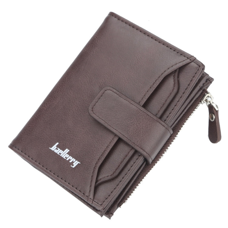 Baellerry D3218 Men Short Multi-Card Slot Zipper Wallet Large Capacity Card Holder, Khaki, Black, Brown