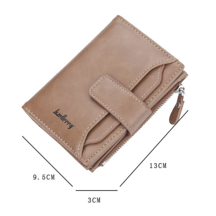 Baellerry D3218 Men Short Multi-Card Slot Zipper Wallet Large Capacity Card Holder, Khaki, Black, Brown