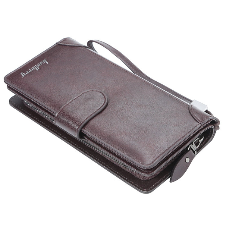 Baellerry S6701 Men Wallet Business Multi-card Mid-length Clutch Buckle Zipper Coin Purse, Black, Coffee, Brown