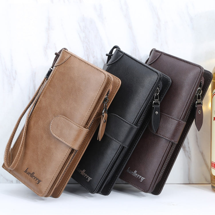 Baellerry S6701 Men Wallet Business Multi-card Mid-length Clutch Buckle Zipper Coin Purse, Black, Coffee, Brown