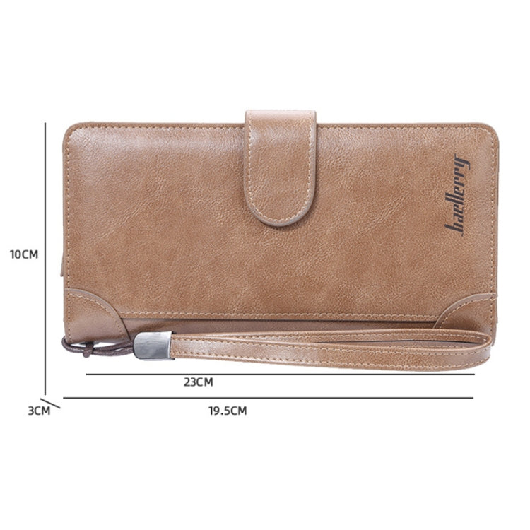 Baellerry S6701 Men Wallet Business Multi-card Mid-length Clutch Buckle Zipper Coin Purse, Black, Coffee, Brown