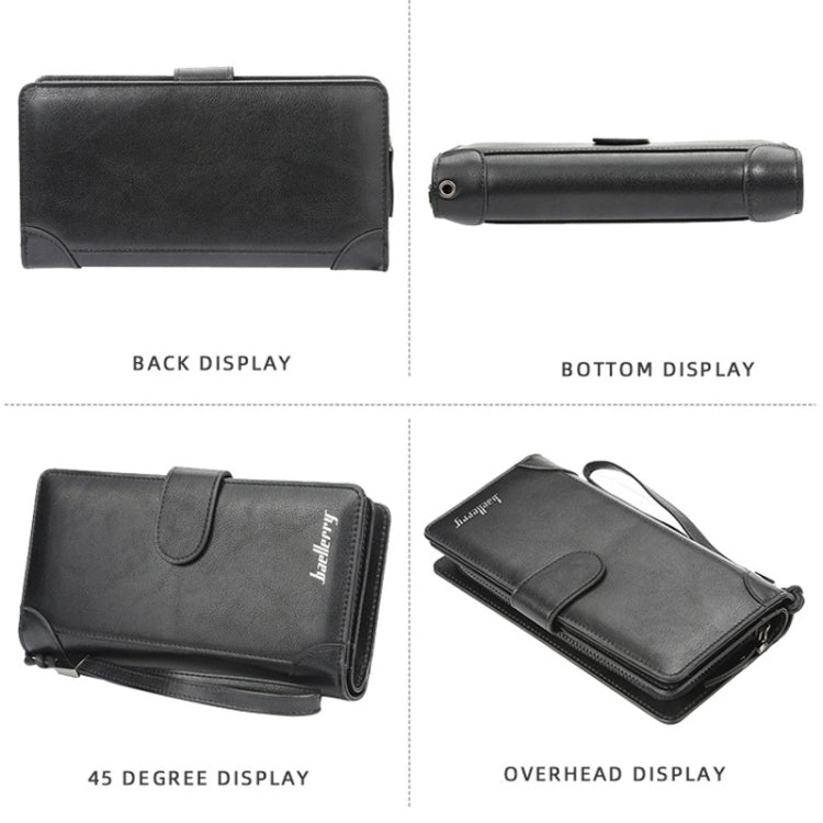 Baellerry S6701 Men Wallet Business Multi-card Mid-length Clutch Buckle Zipper Coin Purse, Black, Coffee, Brown