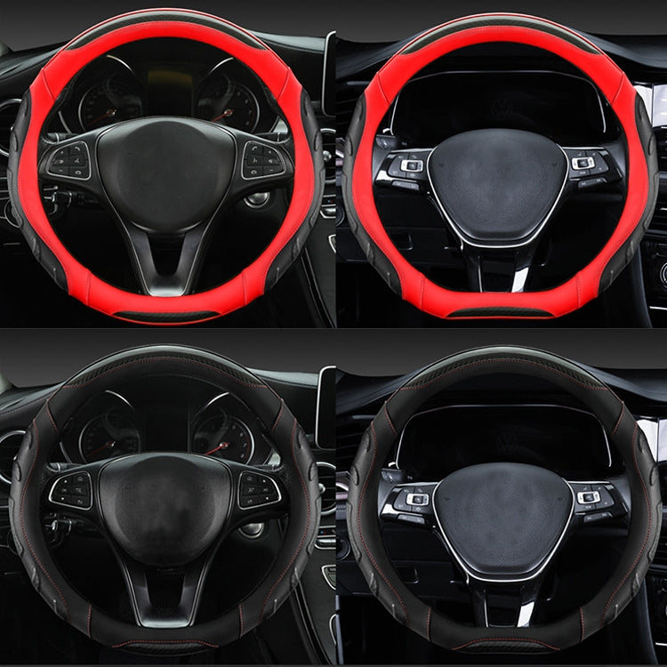 Leather Carbon Fiber Stitching Car Steering Wheel Set, Diameter:, 38cm