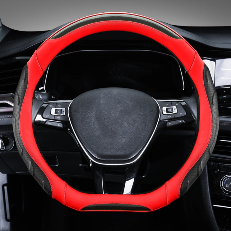 Leather Carbon Fiber Stitching Car Steering Wheel Set, Diameter:, 38cm
