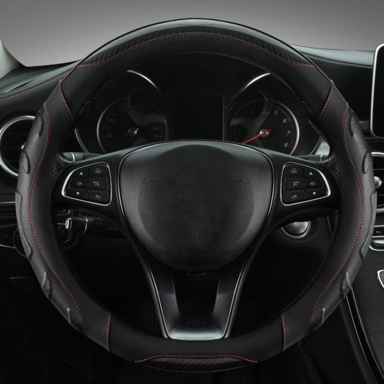 Leather Carbon Fiber Stitching Car Steering Wheel Set, Diameter:, 38cm