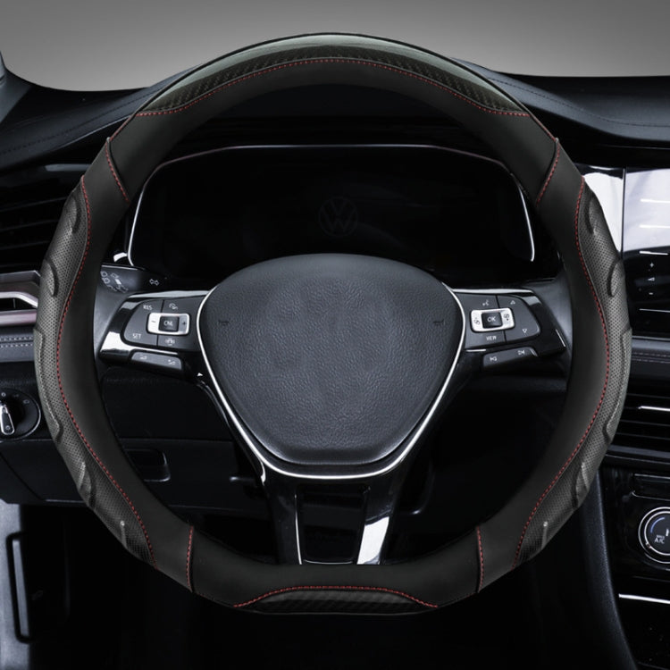 Leather Carbon Fiber Stitching Car Steering Wheel Set, Diameter:, 38cm
