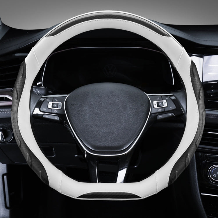 Leather Carbon Fiber Stitching Car Steering Wheel Set, Diameter:, 38cm