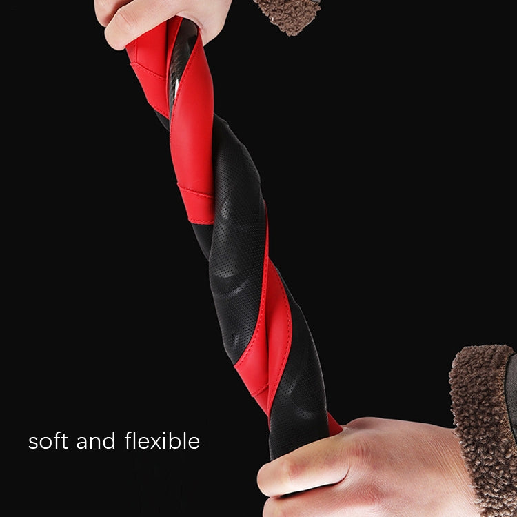 Leather Carbon Fiber Stitching Car Steering Wheel Set, Diameter:, 38cm