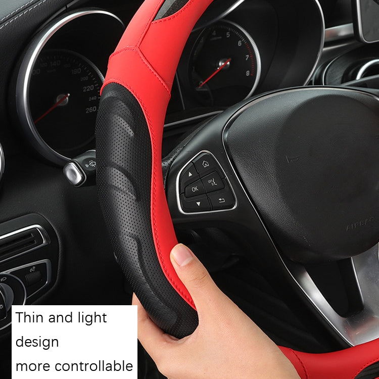 Leather Carbon Fiber Stitching Car Steering Wheel Set, Diameter:, 38cm