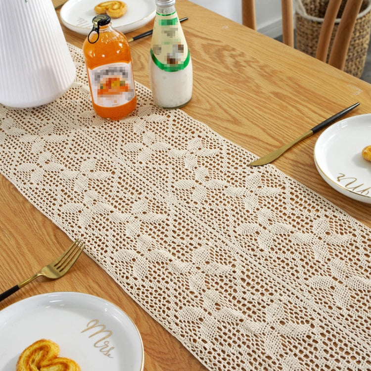 Widened And Stitched Rustic Knitted Hollow Tablecloth, 30x140cm, 30x160cm, 30x180cm, 30x200cm, 30x220cm, 30x240cm, 30x260cm, 30x280cm, 30x300cm