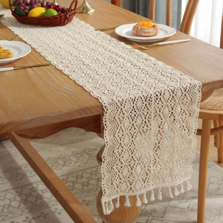 Widened And Stitched Rustic Knitted Hollow Tablecloth, 30x140cm, 30x160cm, 30x180cm, 30x200cm, 30x220cm, 30x240cm, 30x260cm, 30x280cm, 30x300cm