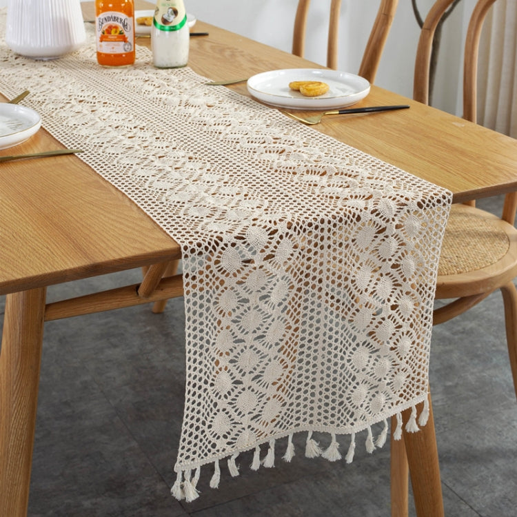 Widened And Stitched Rustic Knitted Hollow Tablecloth, 30x140cm, 30x160cm, 30x180cm, 30x200cm, 30x220cm, 30x240cm, 30x260cm, 30x280cm, 30x300cm
