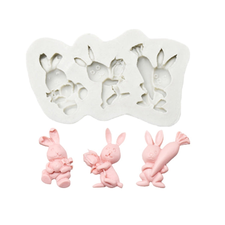 2 PCS Easter Bunny Egg Chocolate Baking Clay Silicone Mold, Three Rabbits, Double Egg, Carrot Rabbit, Bouquet Bunny