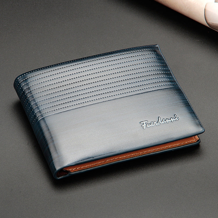 Baellerry KL017 Casual Short Embossed Wallet Horizontal Wallet For Men, Blue, Dark Brown, Light Coffee