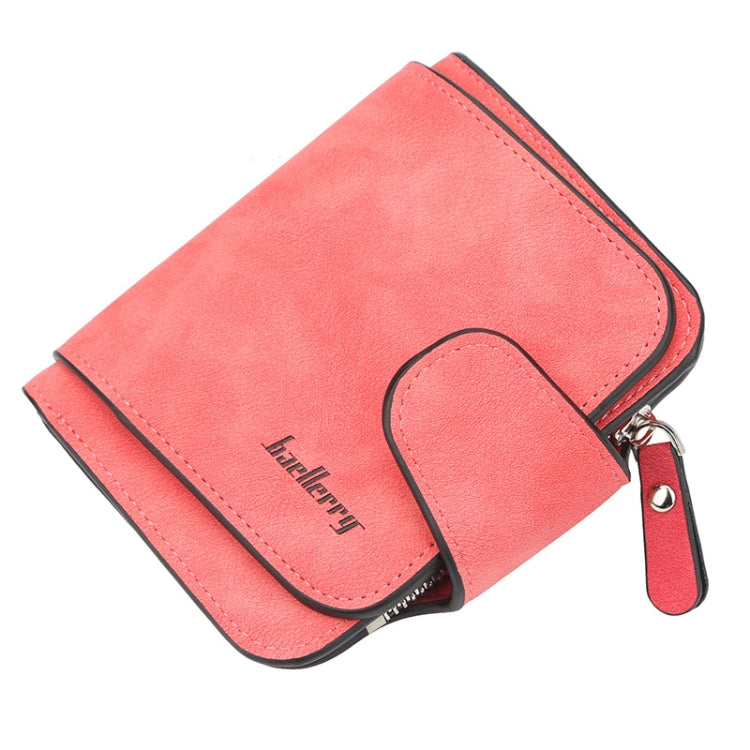 Baellerry Ladies Buckle Nubuck Leather Coin Purse Cute Small Fresh Student Wallet, Black, Rose Red, Light Blue, Brown, Light Pink, Grey, Deep Blue, Bright Red, Dark Red, Soot