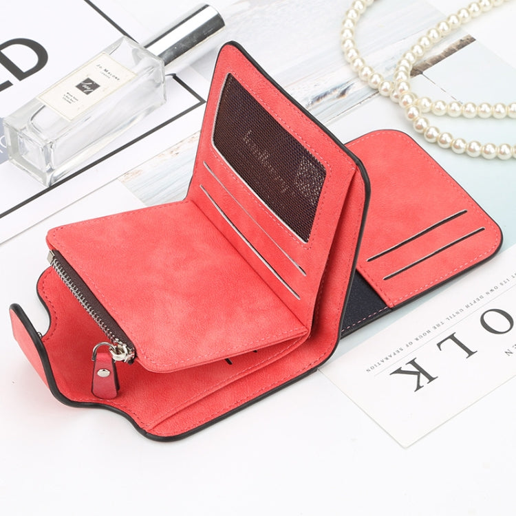 Baellerry Ladies Buckle Nubuck Leather Coin Purse Cute Small Fresh Student Wallet, Black, Rose Red, Light Blue, Brown, Light Pink, Grey, Deep Blue, Bright Red, Dark Red, Soot