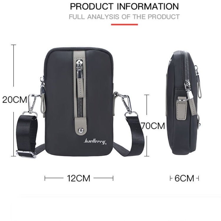 Baellerry Men Shoulder Bag Simple Casual Large Capacity Messenger Bag Business Zipper Wallet, Blue, Black, Grey