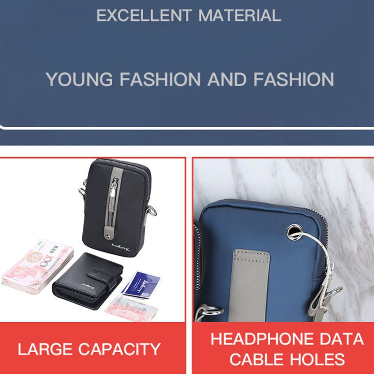 Baellerry Men Shoulder Bag Simple Casual Large Capacity Messenger Bag Business Zipper Wallet, Blue, Black, Grey