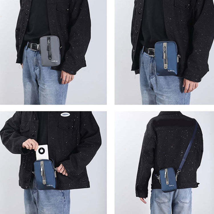 Baellerry Men Shoulder Bag Simple Casual Large Capacity Messenger Bag Business Zipper Wallet, Blue, Black, Grey