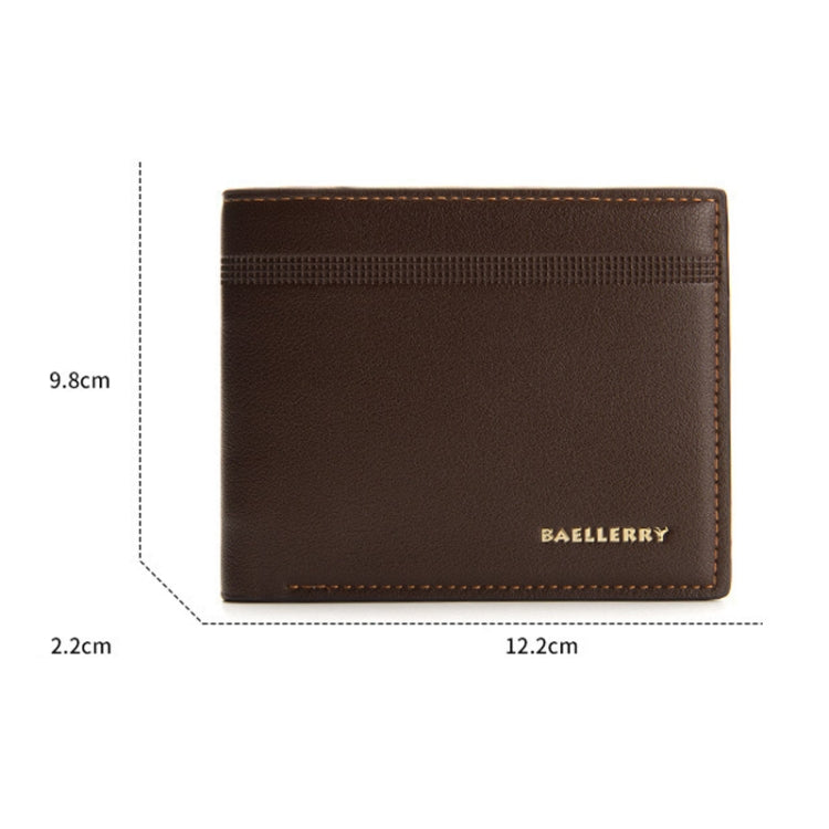 Baellerry Men Short Wallet Multi-card Lychee Pattern Business Wallet, Black, Brown