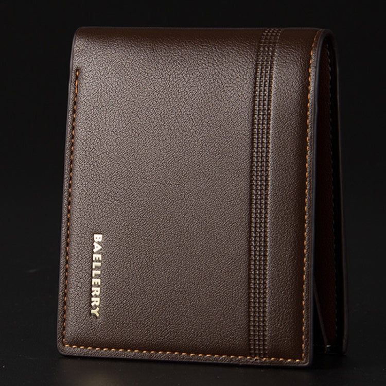 Baellerry Men Short Wallet Multi-card Lychee Pattern Business Wallet, Black, Brown