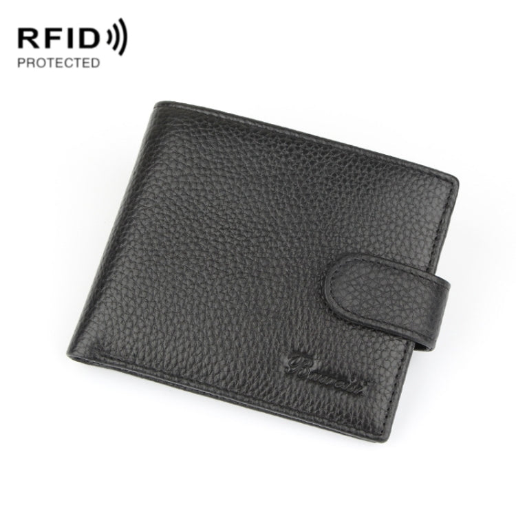 Anti-Theft Brush RFID Men Wallet Short Strap Button Multi-Card Layer Men Wallet, 965013, K-8006