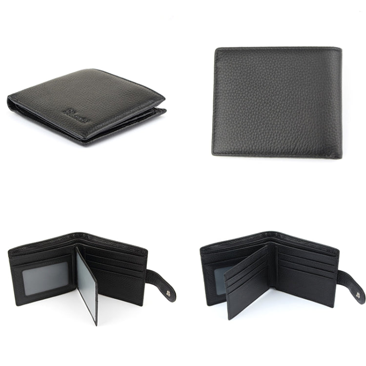 Anti-Theft Brush RFID Men Wallet Short Strap Button Multi-Card Layer Men Wallet, 965013, K-8006