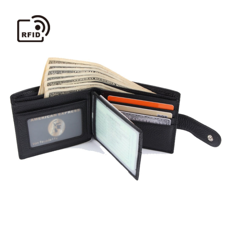 Anti-Theft Brush RFID Men Wallet Short Strap Button Multi-Card Layer Men Wallet, 965013, K-8006