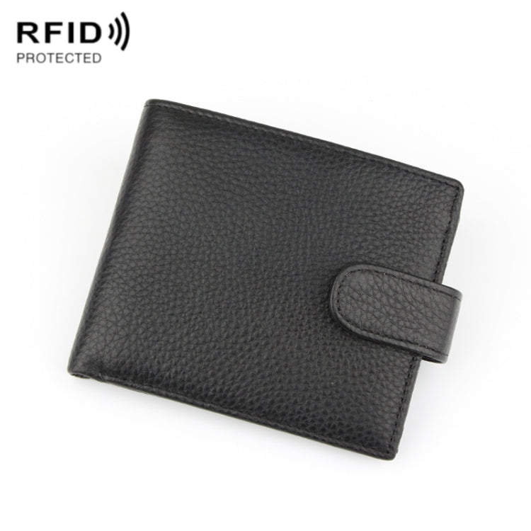 Anti-Theft Brush RFID Men Wallet Short Strap Button Multi-Card Layer Men Wallet, 965013, K-8006